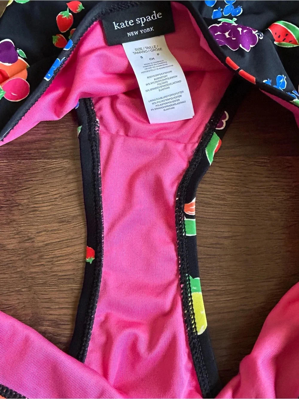 Kate Spade Fruits Bandeau Bikini Top & High Cut Bottom Swimsuit Set S